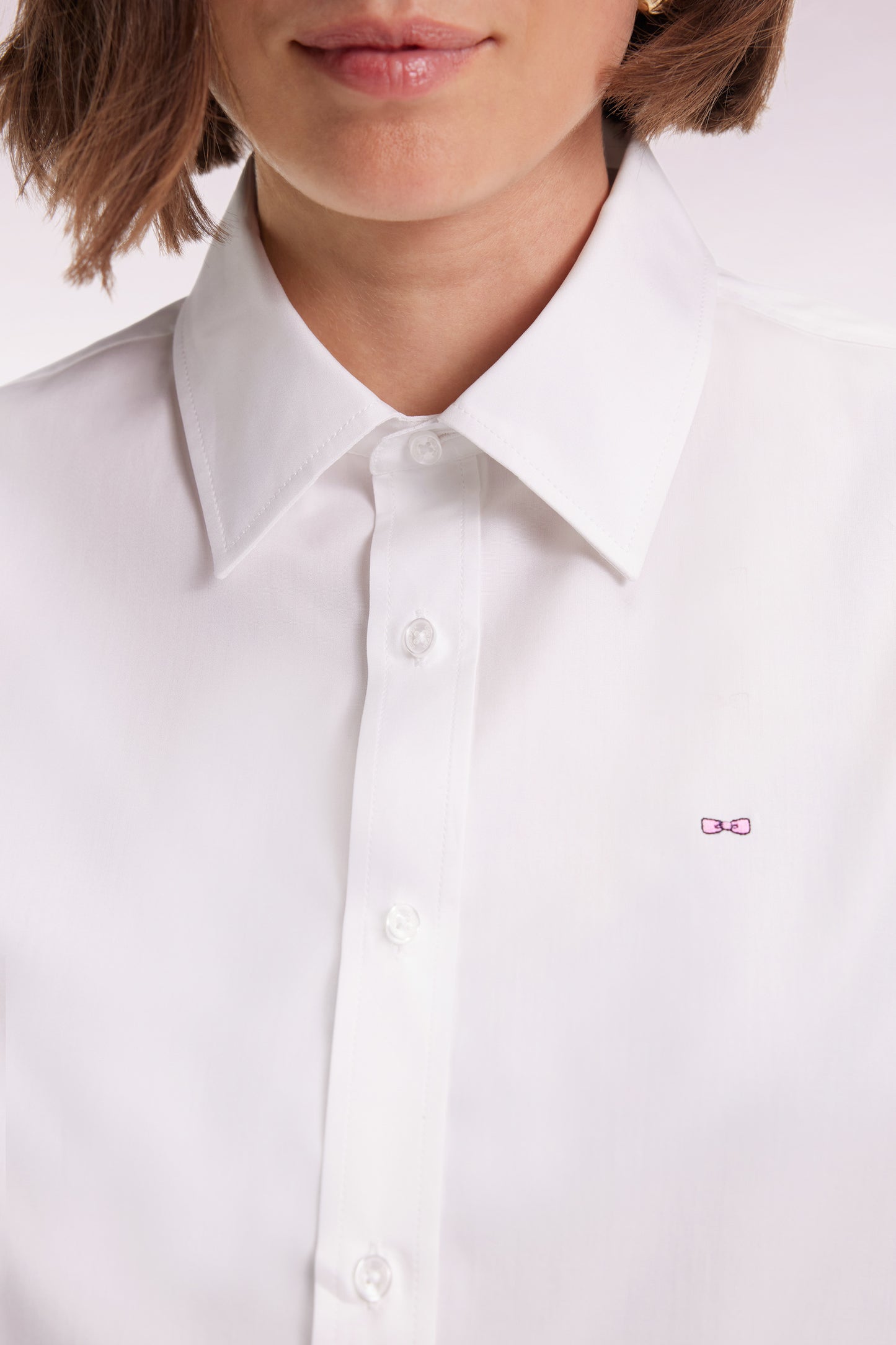 Chemise en popeline de coton blanc coupe slim
