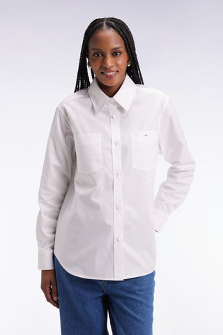 Relaxed fit shirt in white cotton poplin