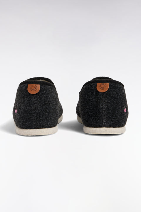 Dark grey felt and sheep's wool slippers - Image 3
