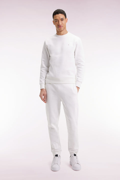 Jogging en molleton gratté blanc coupe droite - Image 1