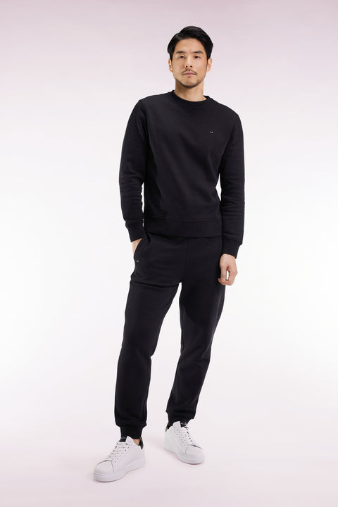 Jogging en molleton gratté noir coupe droite - Image 1