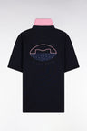 Pink and navy striped cotton short-sleeved jersey