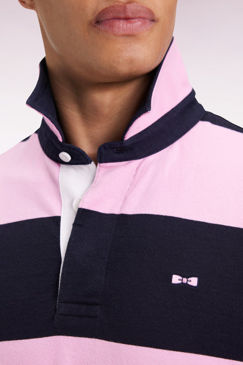 Pink and navy striped cotton short-sleeved jersey - Image 3