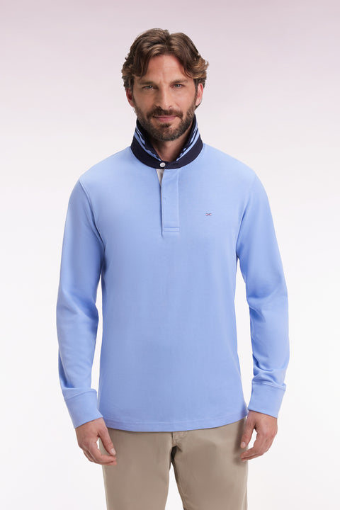 Long-sleeved jersey with striped collar underneath - Image 1