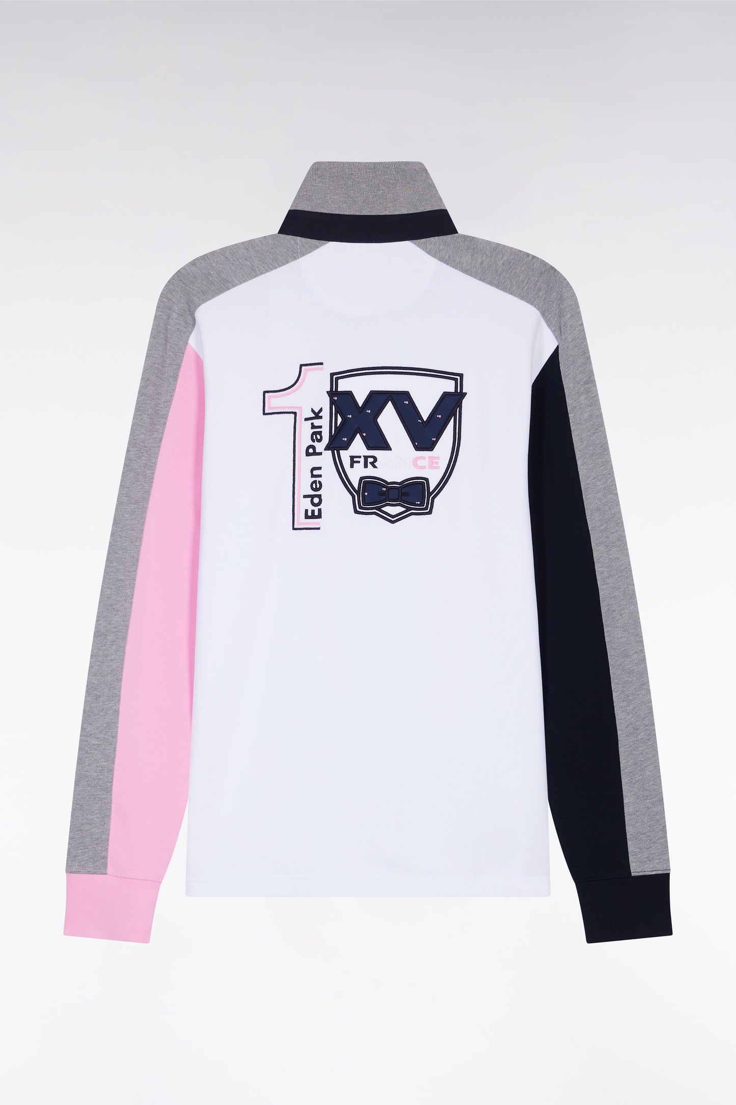 XV de France white long-sleeved jersey with embroidered back, straight cut
