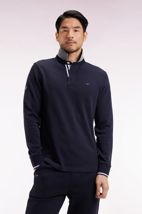 XV de France navy long-sleeved jersey with rooster embroidery, straight cut - Image 1
