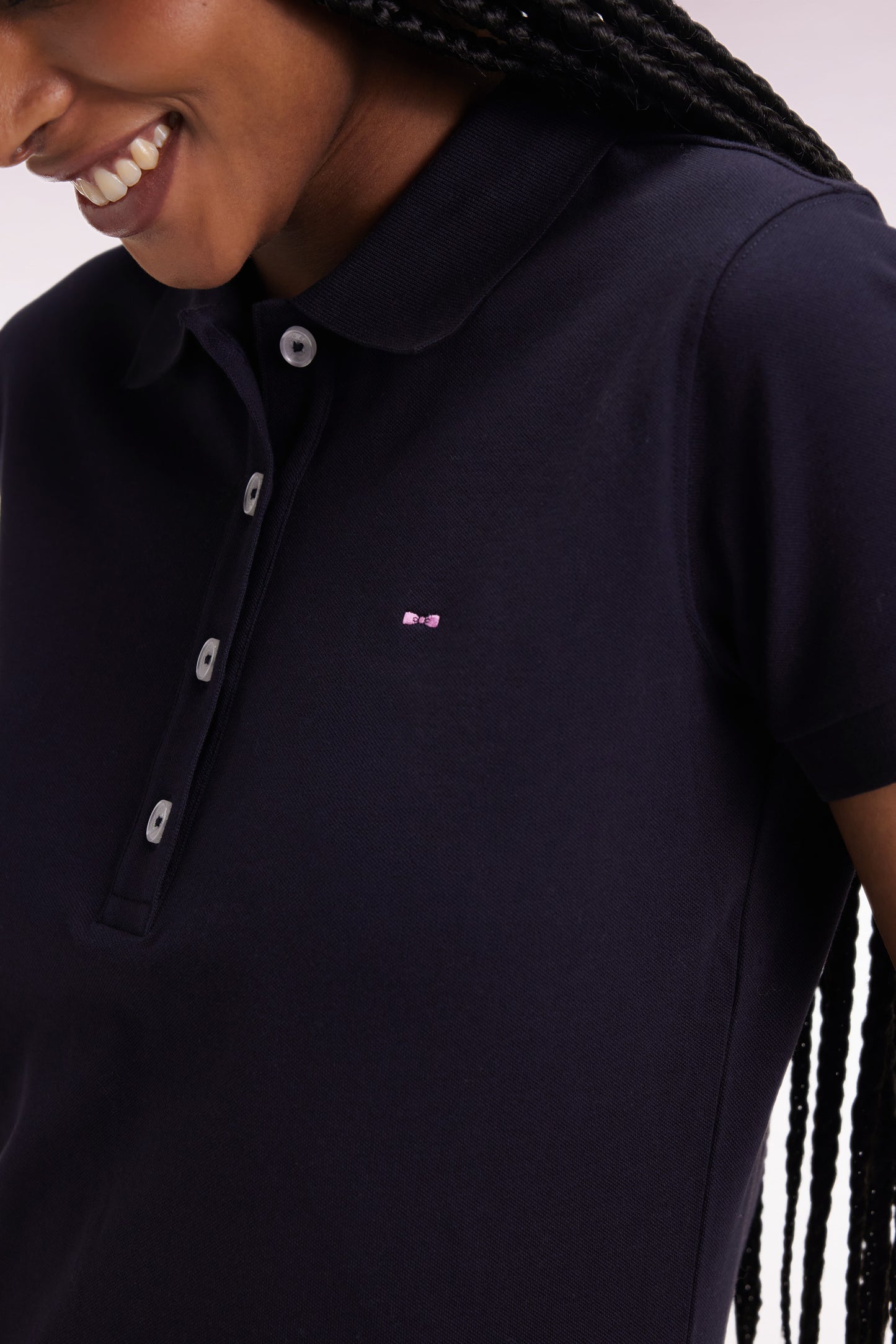 Polo manches courtes en coton stretch marine coupe slim