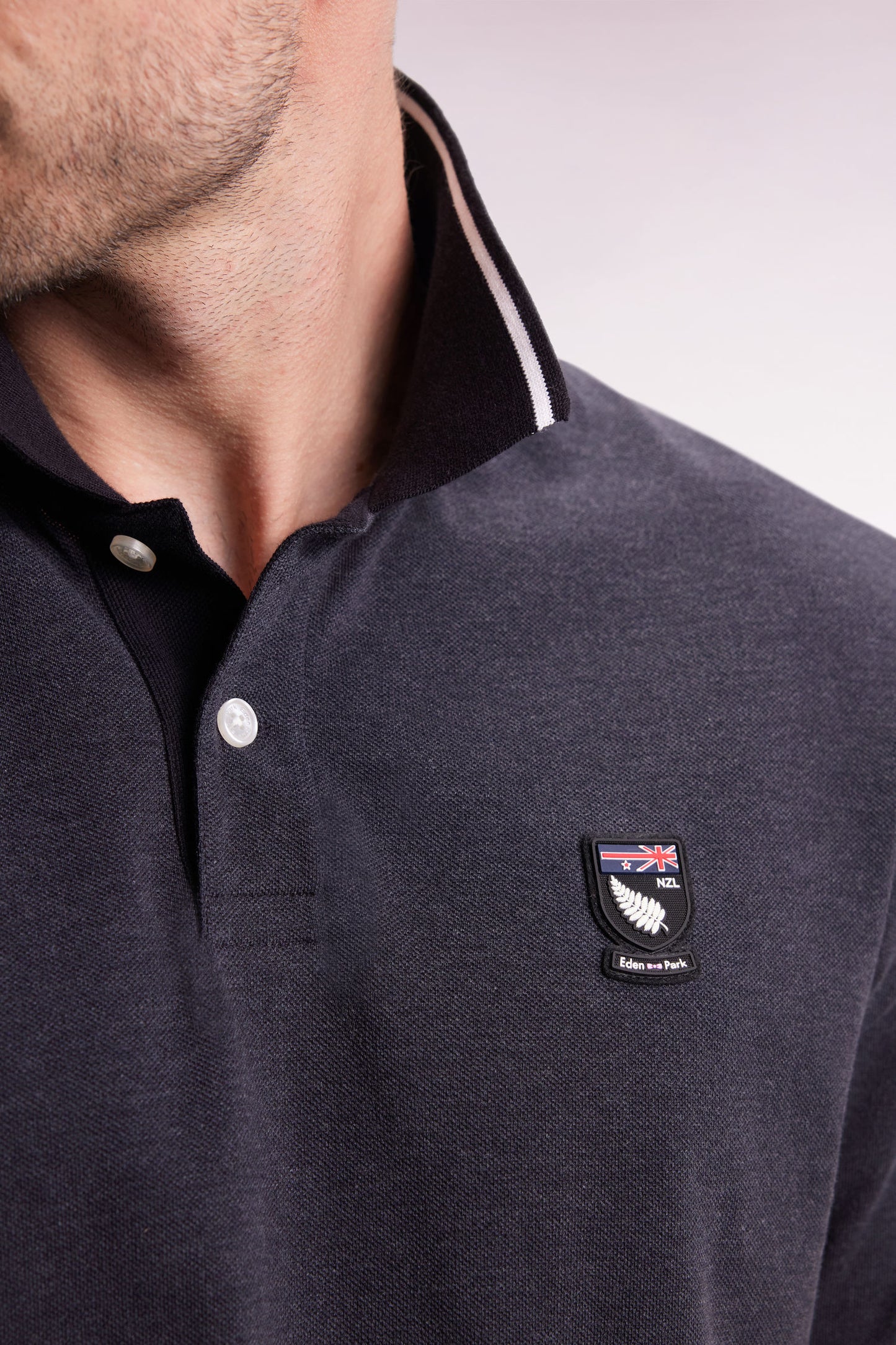 Polo manches courtes Nouvelle Zélande en piqué coton gris coupe ample