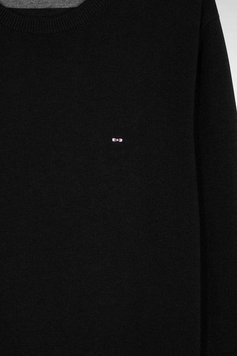 Black wool and cotton round-neck sweater - Image 2