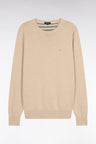 Camel wool and cotton round-neck sweater - A SHOOTER