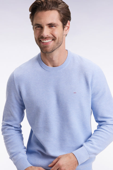 Pull col rond en coton nid d'abeille ciel - Image 3