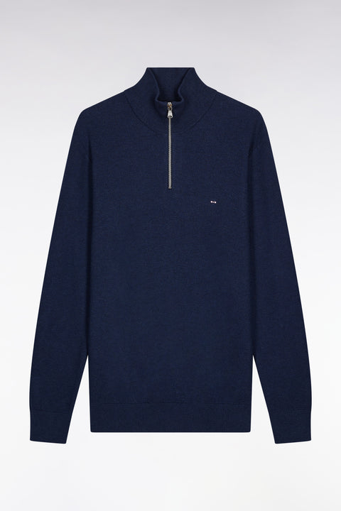 Pull col camionneur en coton nid d'abeille marine - Image 2