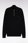Pull col camionneur en coton nid d'abeille noir