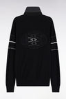 Pull col maillot en coton noir dos brodé