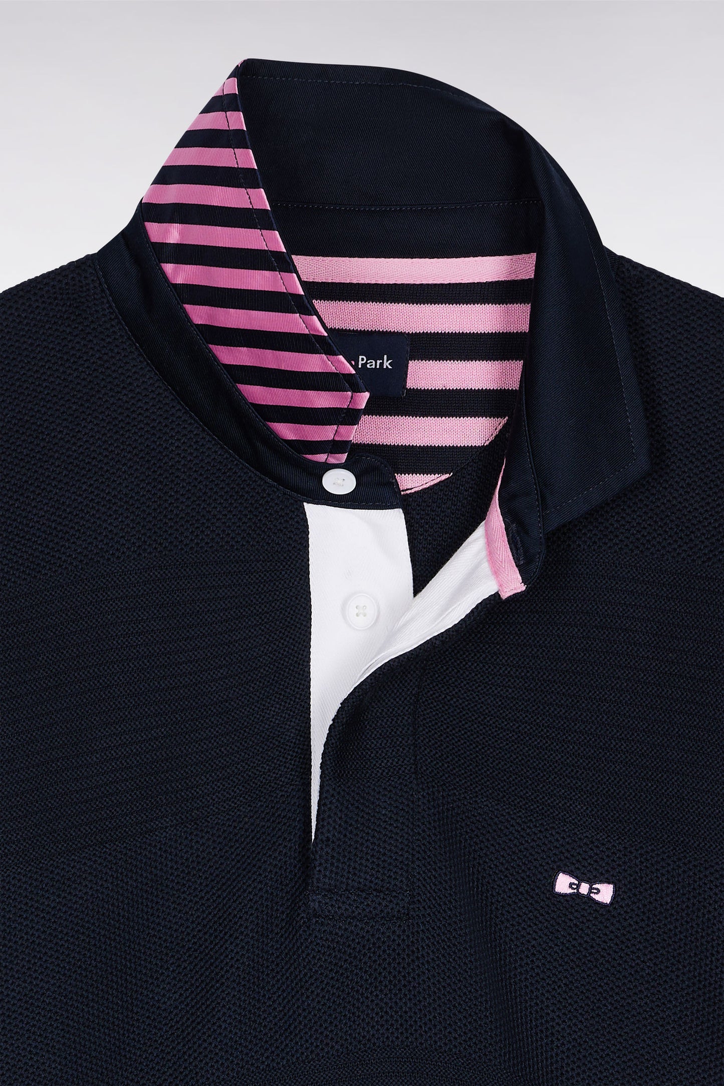 Pull col maillot en coton marine à effet de rayure