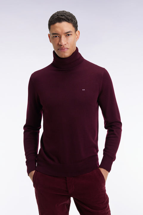 Pull col roulé en laine mérinos bordeaux - Image 1