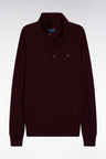 Pull col maillot en laine mérinos bordeaux