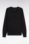 Pull col rond en laine mérinos gris foncé