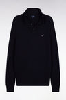 Pull col maillot épais en laine et coton marine