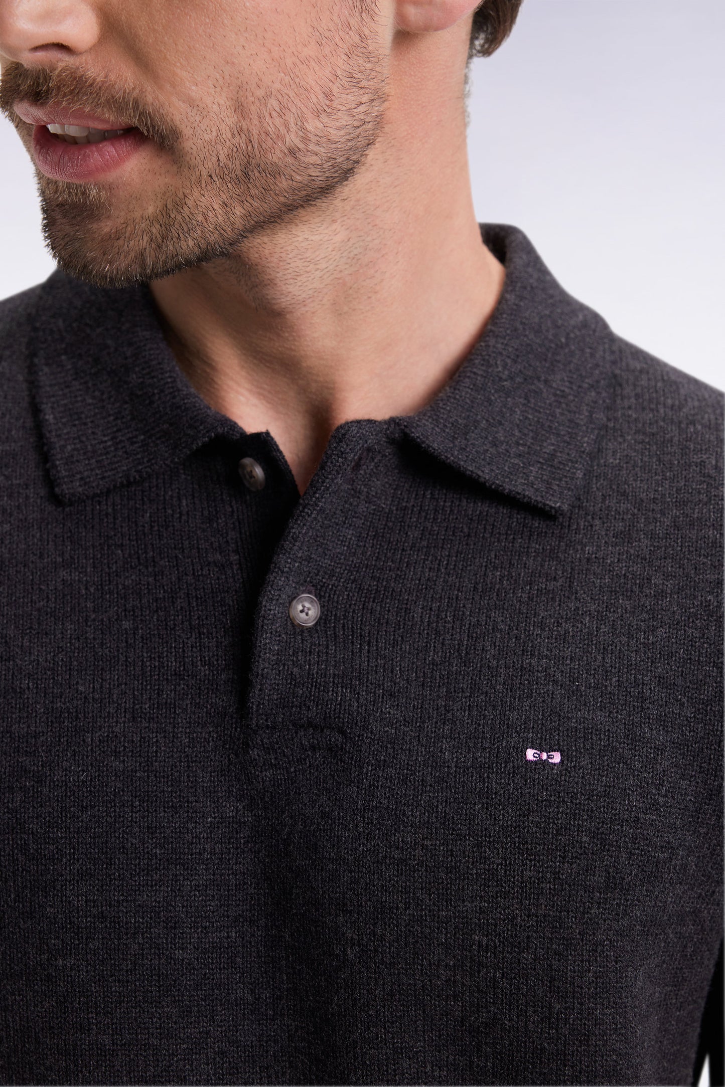 Pull col maillot épais en laine et coton gris