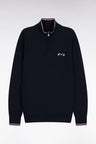 Pull col camionneur en coton marine à nœud papillon