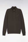 Pull col camionneur en coton torsadé marron