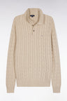 Pull col maillot en coton torsadé beige