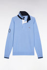 Pull col maillot en coton ciel broderie 10