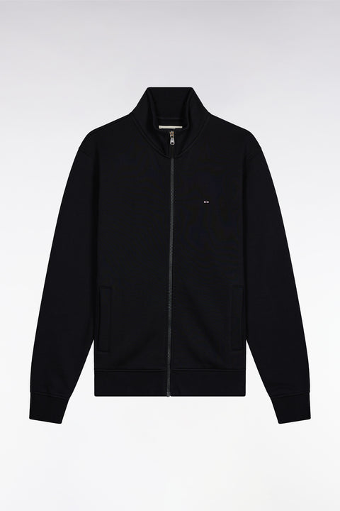 Sweatshirt zippé en coton noir coupe droite - Image 2