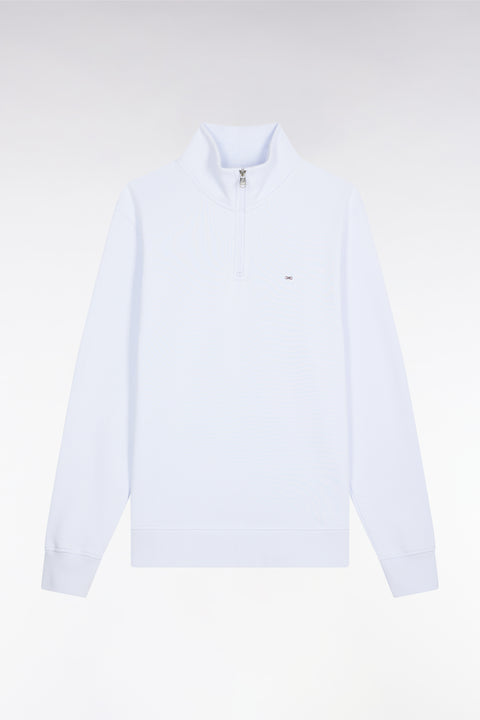 Sweatshirt à col montant zippé en molleton coton ciel - Image 2