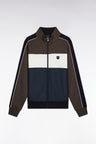 Sweatshirt zippé bimatière en nylon matelassé marron