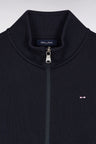 Sweatshirt zippé col montant en molleton coton marine