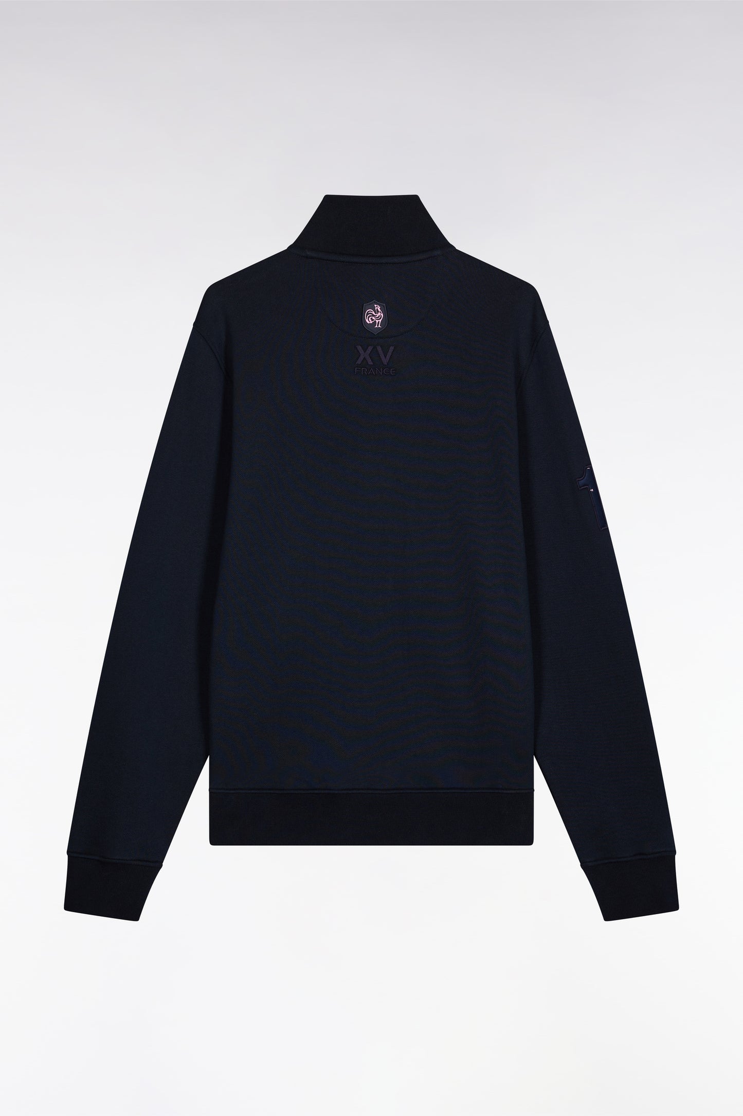 Zipped sweatshirt in navy cotton embroidery 10 straight cut