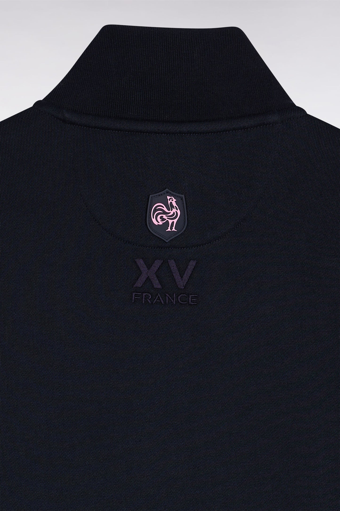 Zipped sweatshirt in navy cotton embroidery 10 straight cut