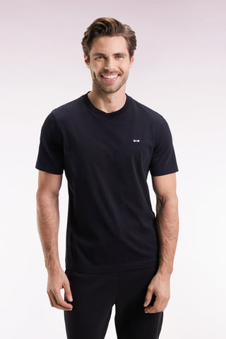 T-shirt à manches courtes dos brodé en coton noir