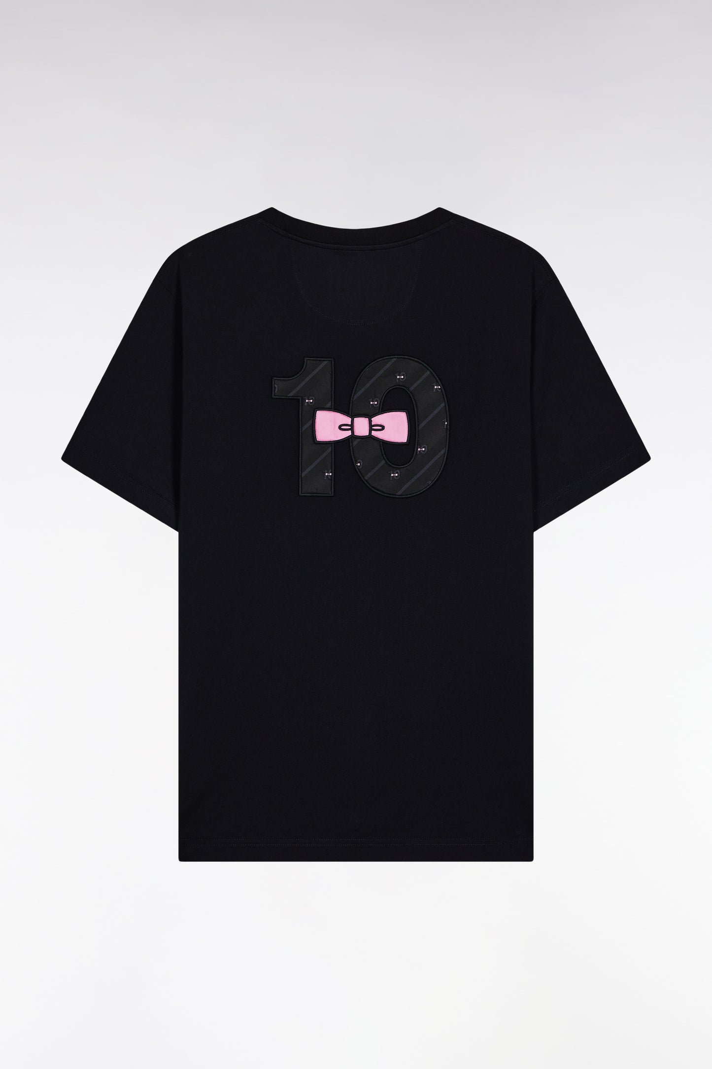 T-shirt à manches courtes dos brodé en coton noir