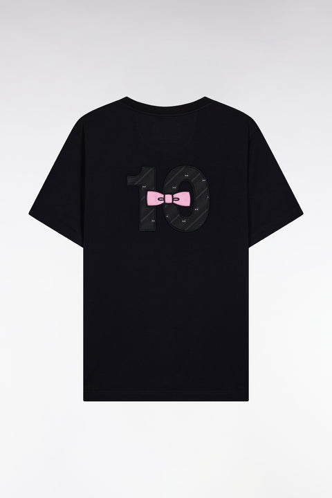 T-shirt à manches courtes dos brodé en coton noir - Image 2