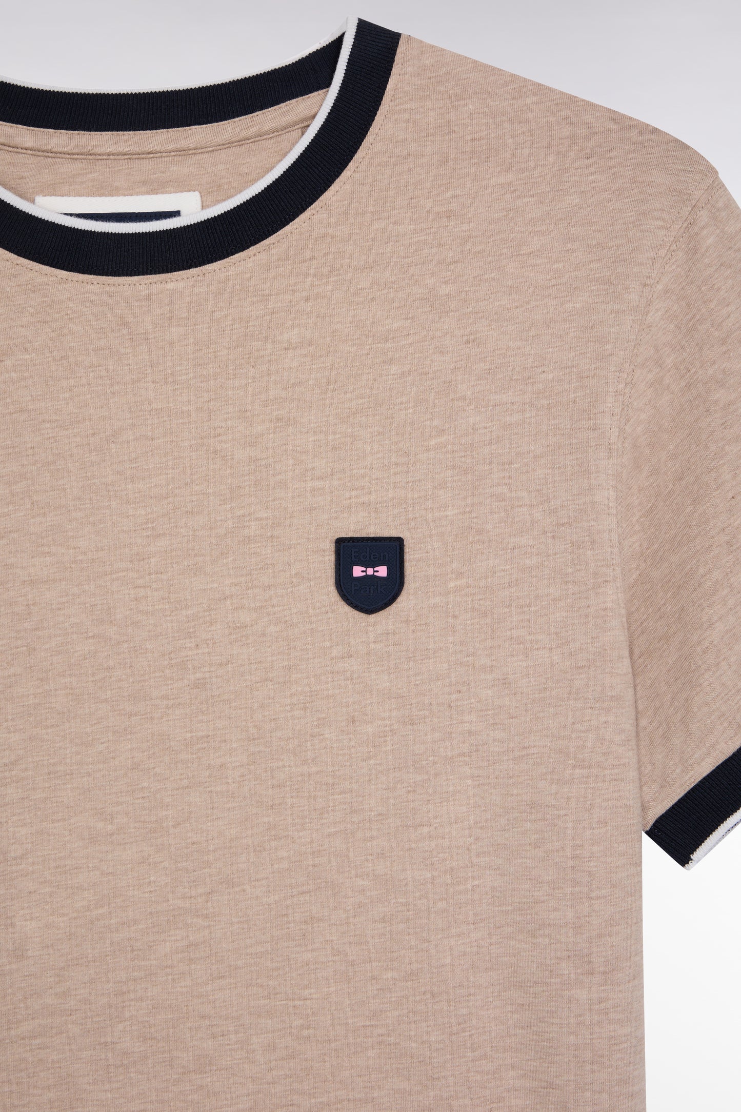Short-sleeved T-shirt in camel stretch cotton, slim fit - A SHOOTER