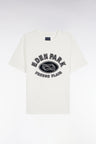 T-shirt à manches courtes en coton blanc impression effet velours