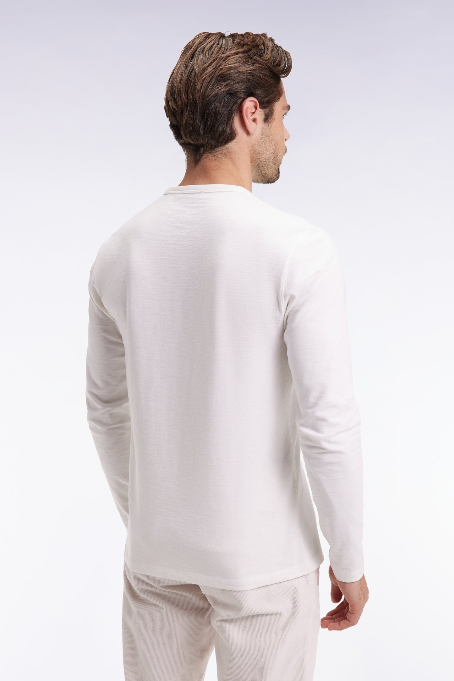 Long-sleeved T-shirt in ecru slub cotton