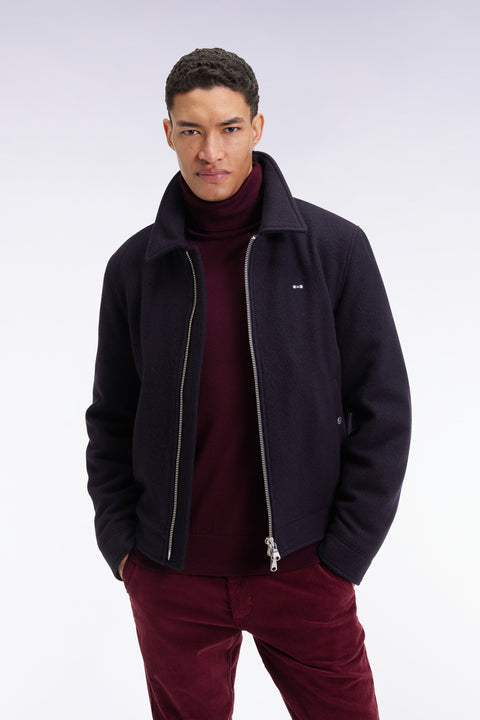 Jacket in navy boiled wool blend - Image 1