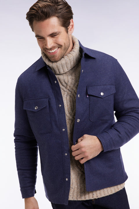 Blue wool and cashmere blend overshirt - Image 3