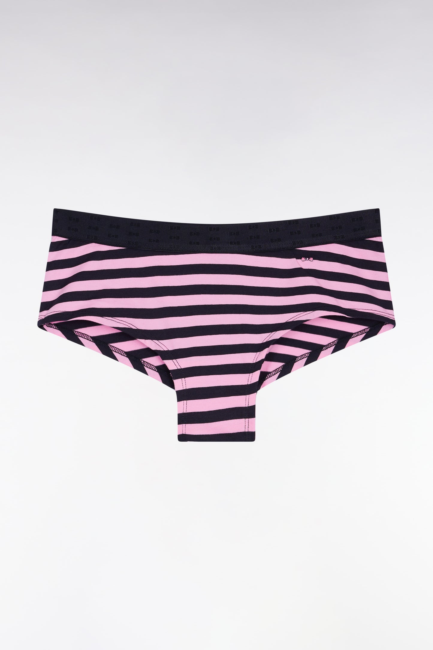 Navy and pink striped stretch jersey shorty briefs