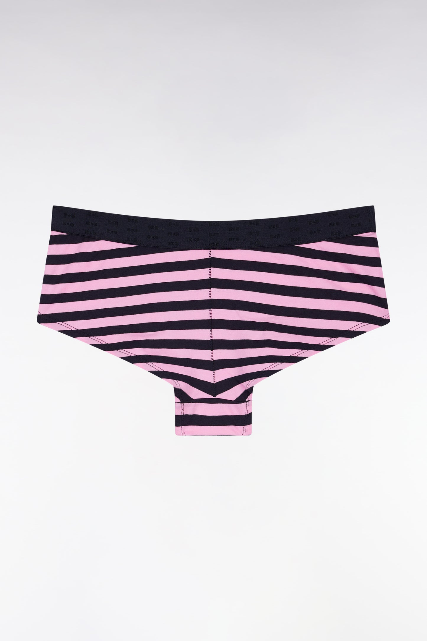 Navy and pink striped stretch jersey shorty briefs