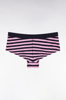 Navy and pink striped stretch jersey shorty briefs