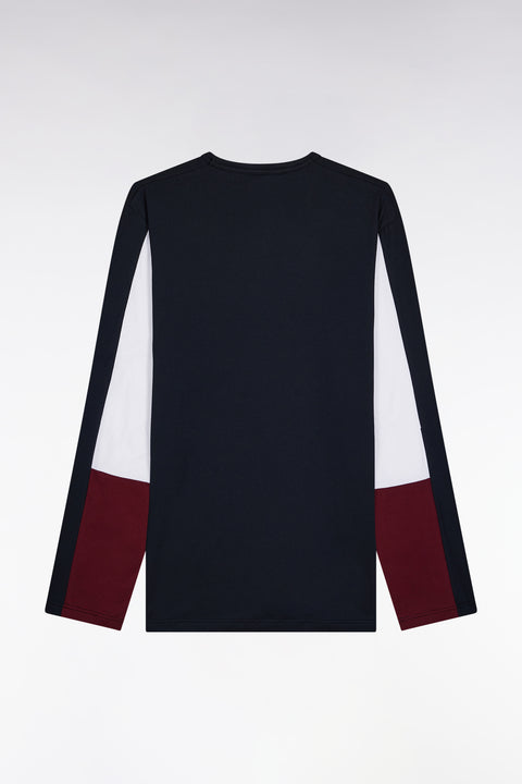 Long pyjamas in burgundy colorblock cotton jersey - Image 3