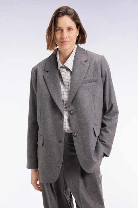Oversized grey wool flannel blazer jacket - Image 1