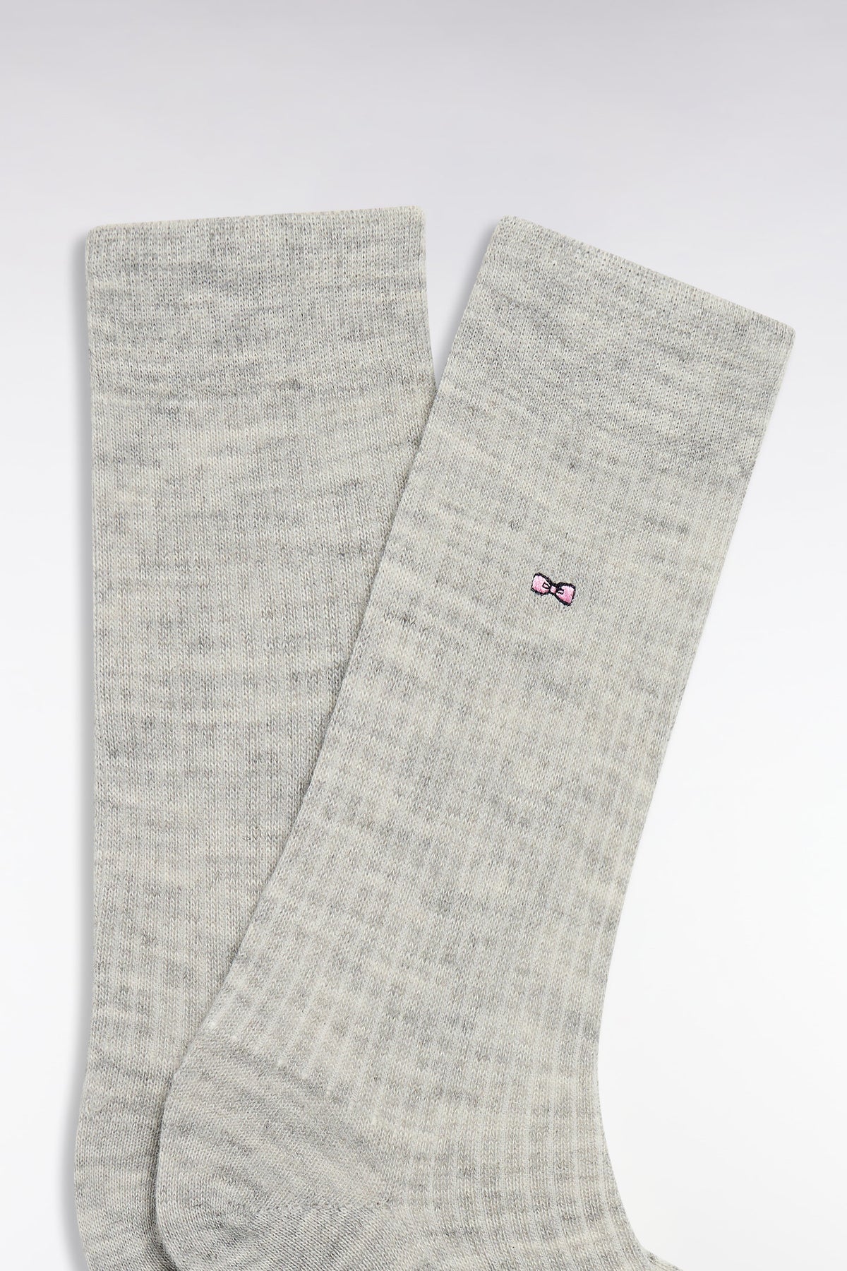 Gray ribbed knit socks