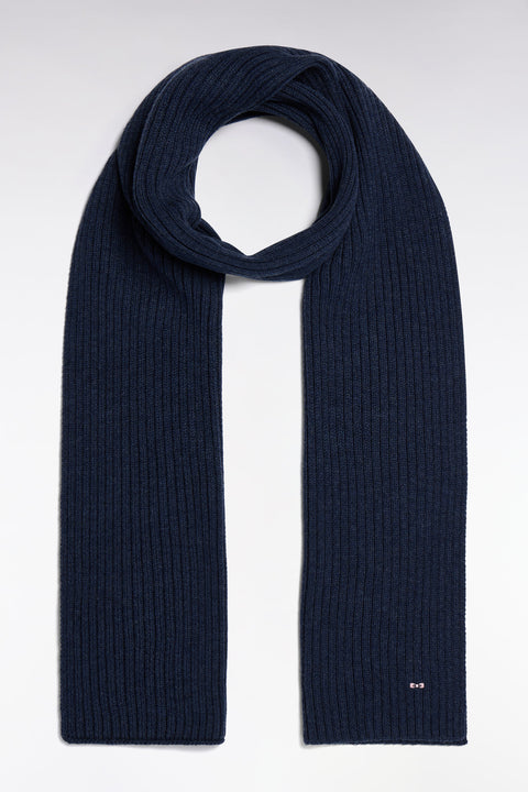Écharpe en laine et coton côtelée bleue - Image 1