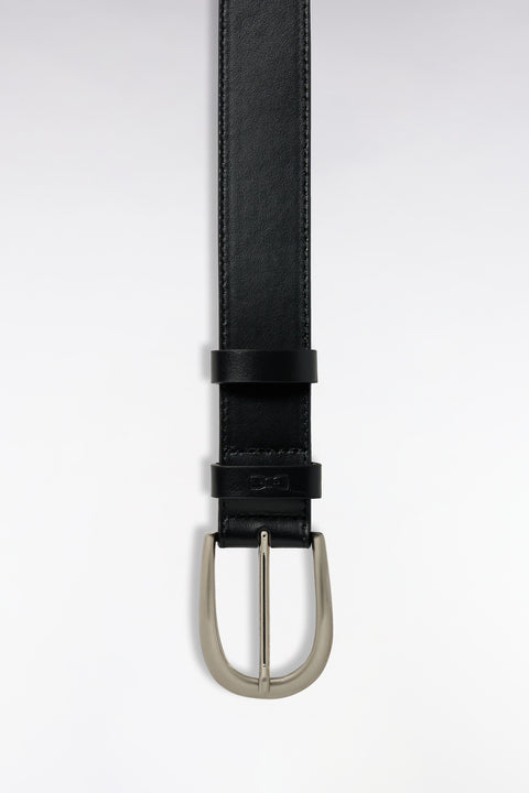 Ceinture en cuir lisse noire - Image 2